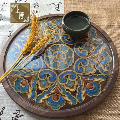 宝相花敦煌藻井景泰蓝掐丝珐琅DIY材料包茶盘壶承杯垫