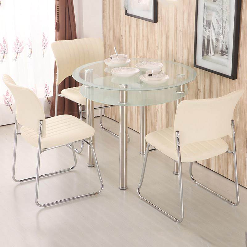 玻璃桌子圆钢化接待小户型餐桌椅组合现代简约洽谈会客简易高休闲,住宅家具,玻璃餐桌,淘宝优惠券,粉丝福利购,淘宝优惠卷