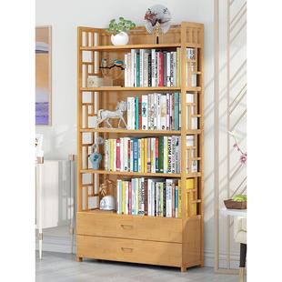 简易书架学生用楠竹多层收纳置物架简约现代客厅落地儿童书柜储物