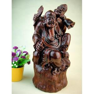 木檀世家小叶紫檀木禅房早课木雕件 铃铛罗汉佛像雕刻摆件工艺品