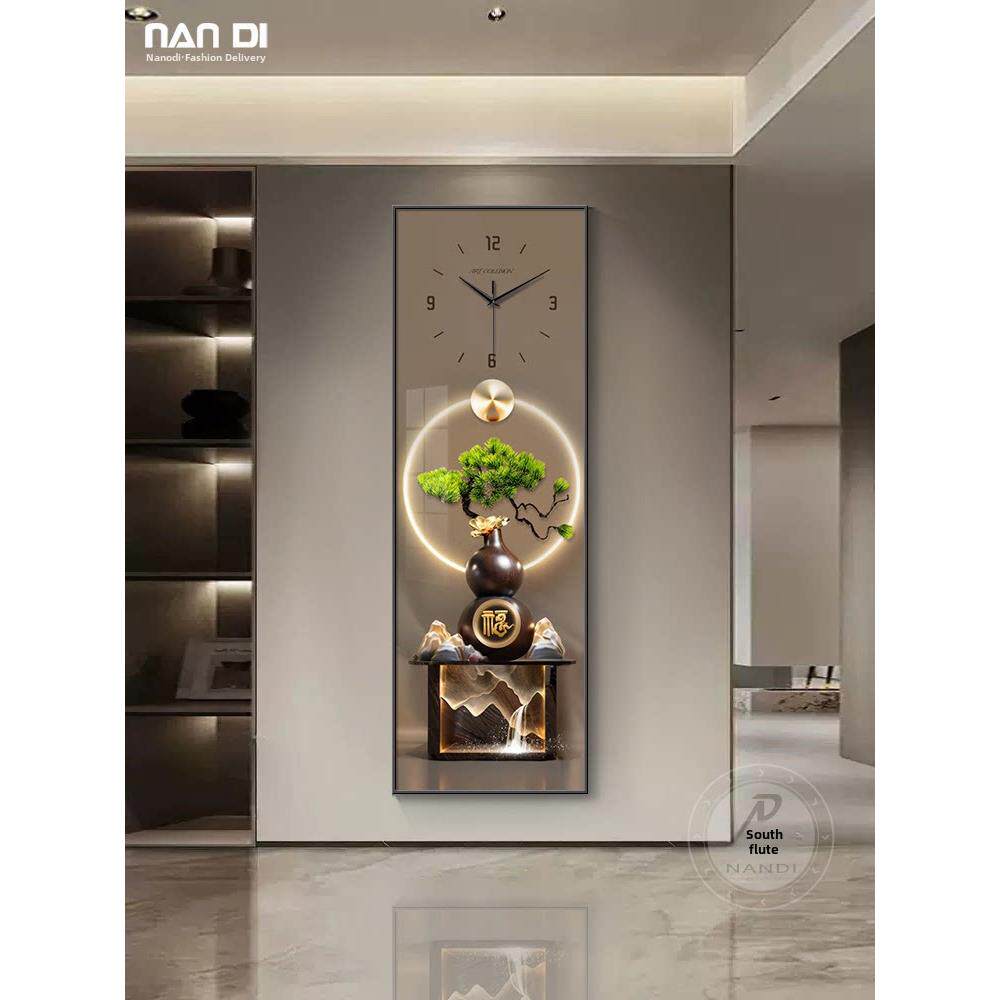 新中国风入口挂钟装饰画新葫芦客厅电视背景墙壁画走廊过道挂画