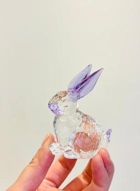 外贸出口水晶可爱小兔子摆件高度7.5cm宽5.5cm茶宠装饰摆饰