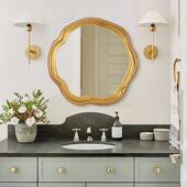 简约创意异形桌面梳妆镜艺术智能灯卫浴镜家用客厅挂墙装 饰镜定制