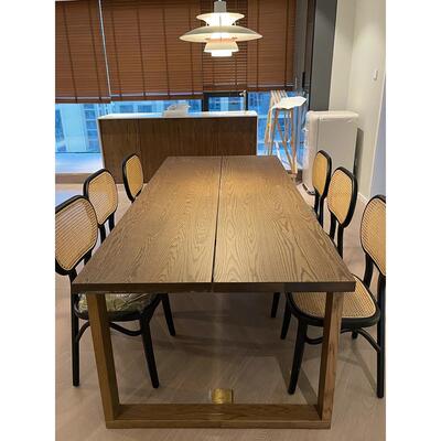 莫比恩实木餐桌椅子家用客厅办公书桌工作台白蜡木长凳原木长方形