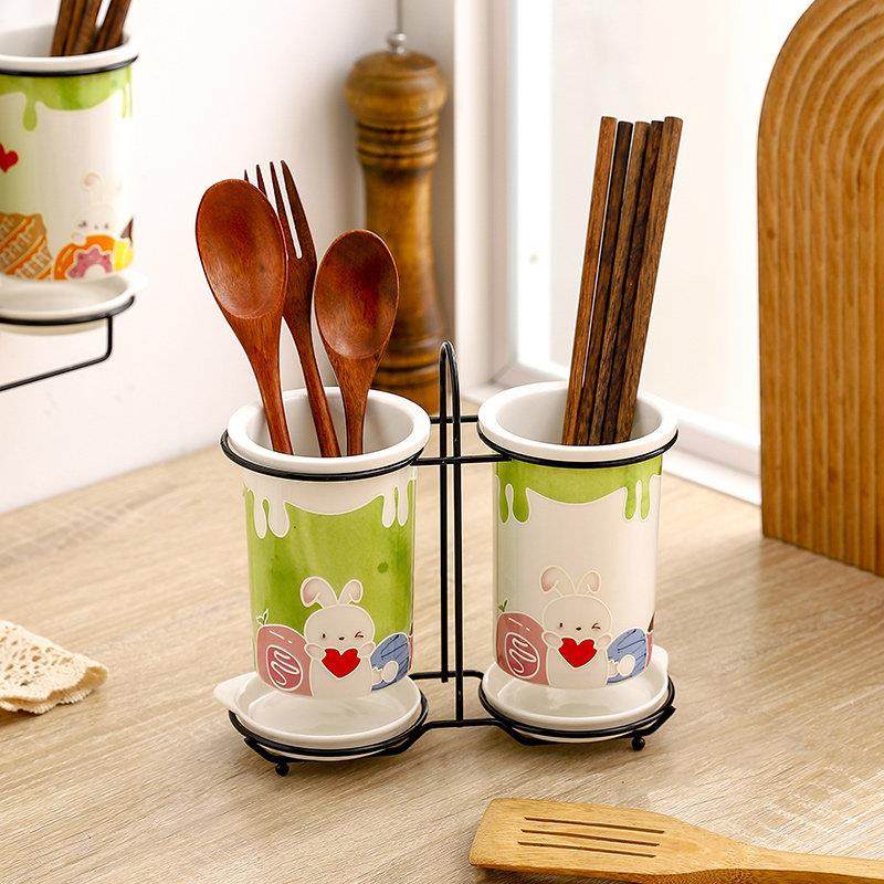 陶瓷筷子收纳盒厨房筷子笼壁挂式筷篓家用勺子筷子筒餐具置物架,餐饮具,餐具笼/架,淘宝优惠券,粉丝福利购,淘宝优惠卷