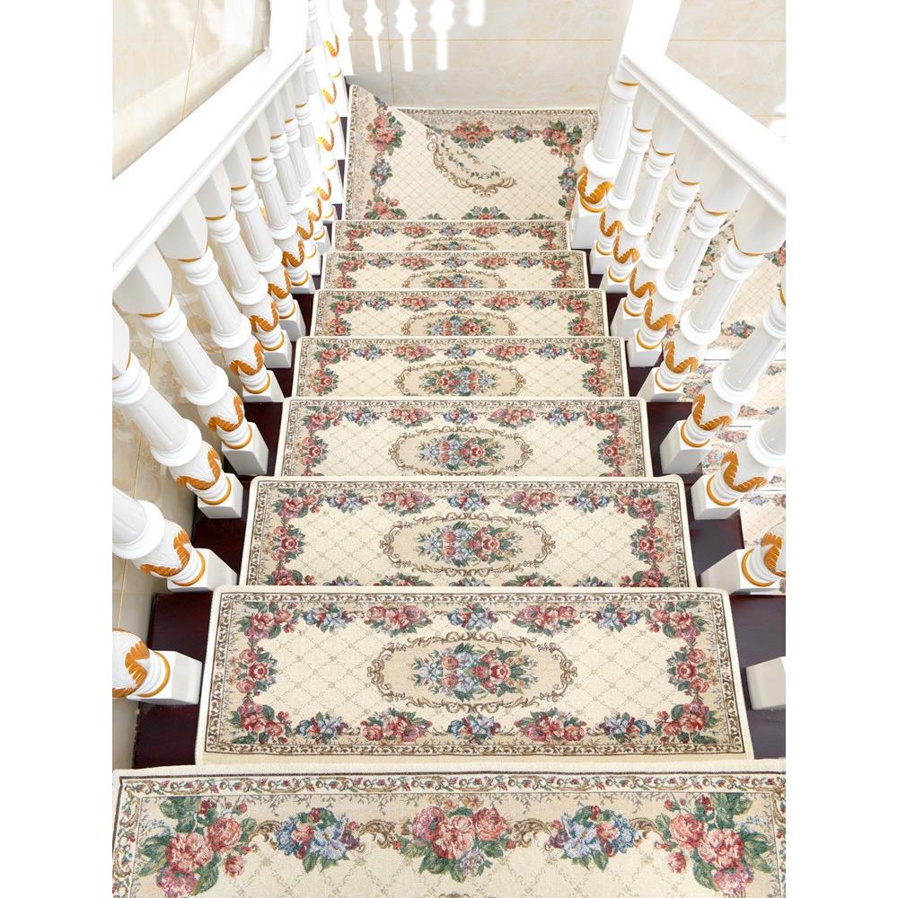 欧式楼梯垫踏步垫免胶自粘白色实木旋转楼梯家用防滑地毯满铺定制