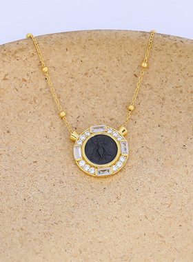 古希腊双面蜜蜂古币项链新款复古