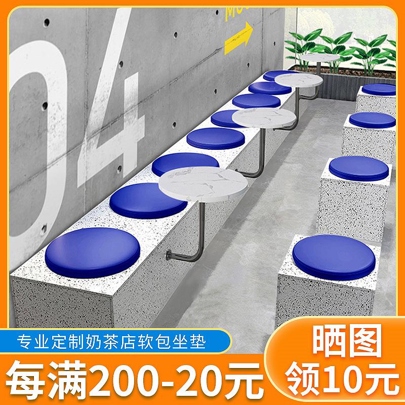 定做奶茶店圆形坐垫咖啡店餐厅吧台定制皮革软包圆椅垫子海绵蒲团