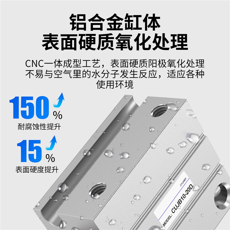 气动小型自由安装气缸CUJB6/8/10/12/16/20-6D-10D-15D-2X5D-30DM