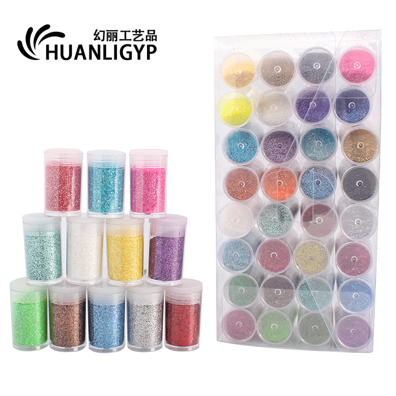 厂家直销5克瓶装32色金葱粉盒装幻彩金粉闪光粉儿童DIY