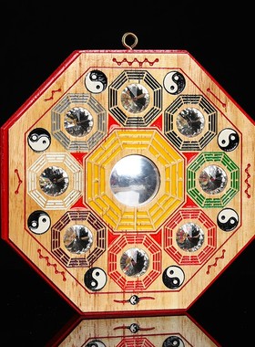 桃木九宫a八卦镜凸镜凹镜太极阴阳镜家用门口尖角穿堂天斩彩绘挂