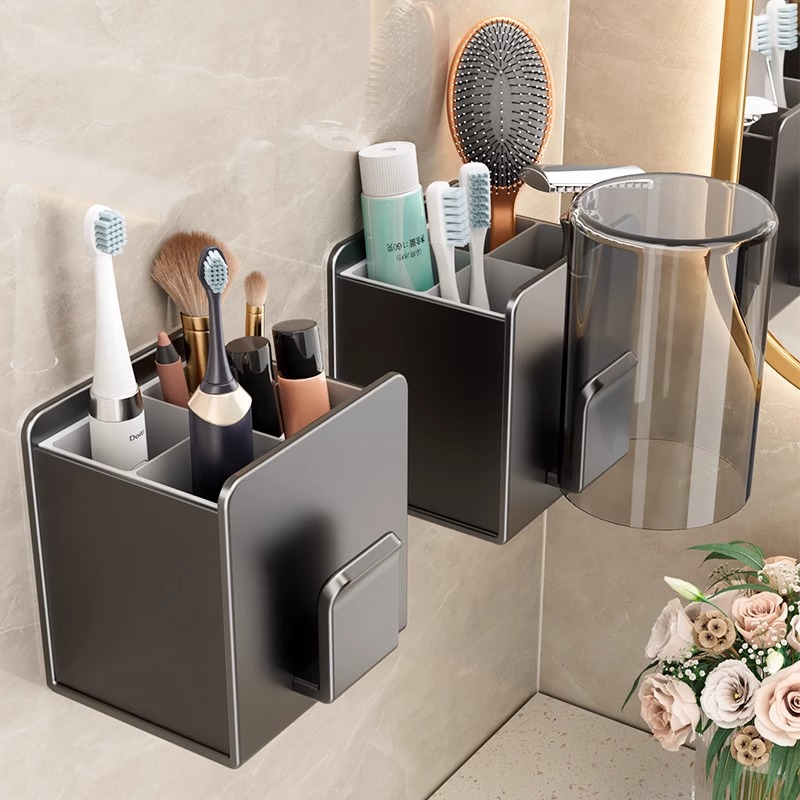 牙刷置物架免打孔可拆洗浴室卫生间壁挂式电动牙具牙杯洗漱杯挂架