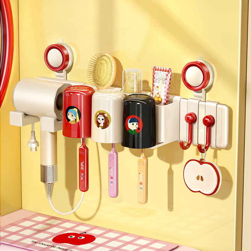 天地鱼多巴胺吸盘牙刷置物架卫生间壁挂免打孔吹风机支架浴室收纳
