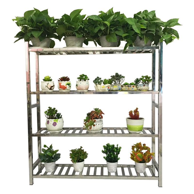 不锈钢花架多肉花盆支架阳台户外室内多层架子可移动小盆栽置物架