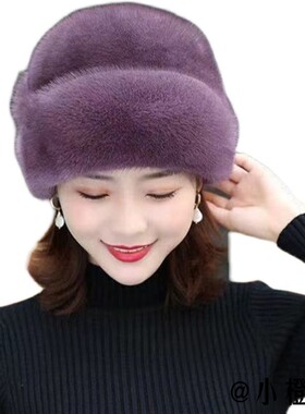 极速日本GP妈妈帽子女冬中老年人仿水貂毛奶奶帽保暖时尚老太太包