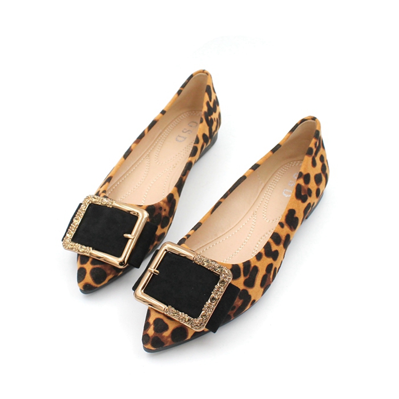 极速Lady Shoes Flat Heel Leopard Fashion Classic All Match E