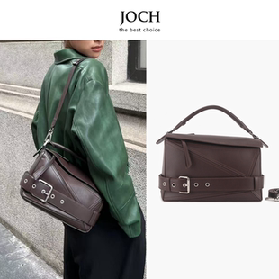 JOCH新！牛皮Puzzle几何机车包男女款真皮麂皮辣妹通勤手提斜挎包