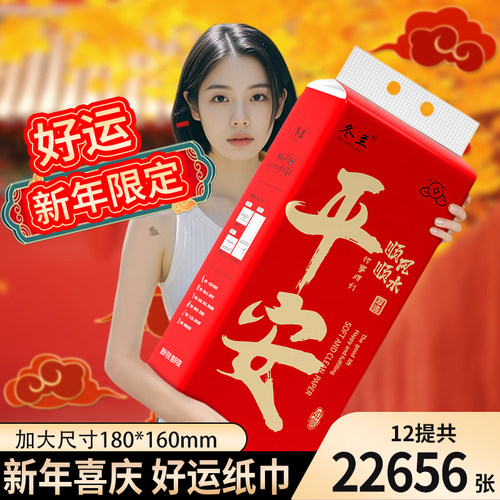 大包悬挂式抽纸家用新年红色