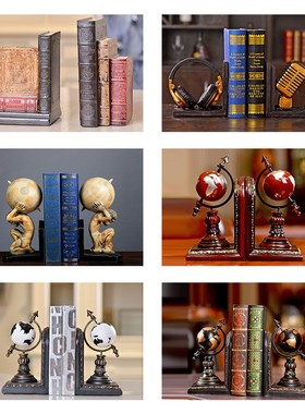 欧式样板房售楼k处书档摆件复古书立创意书房酒柜书靠树脂书挡