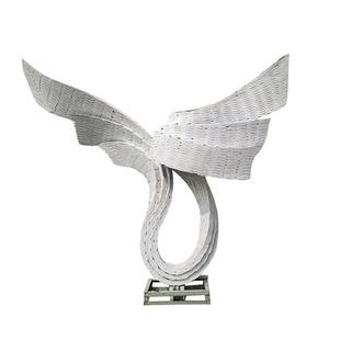 发光羽翼户外大型不锈钢翅膀雕塑抽象房地产售楼部水景异形摆件