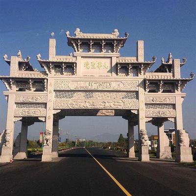 新农村石牌坊门楼乡镇村口三门三楼四柱景区园林石雕牌坊牌楼厂家