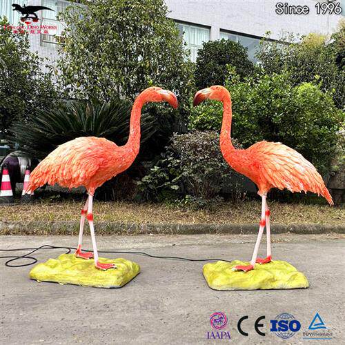 造型神态逼真仿真粘毛火烈鸟脖子动大型商场游乐场引流互动商品