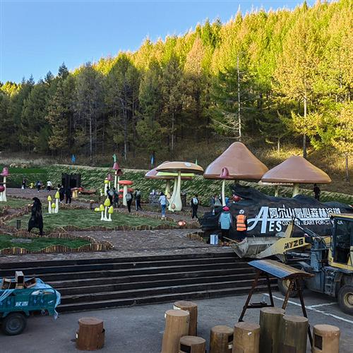 承接大型玻璃钢蘑菇雕塑摆件户外园林公园景观装饰蘑菇屋造型雕塑