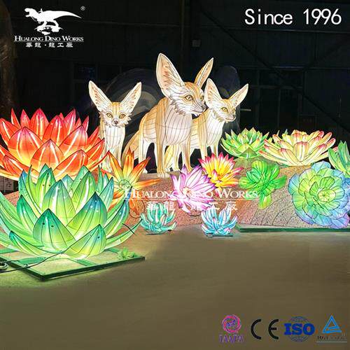动物狐狸彩灯花灯形态逼真形象自贡大型多年彩灯工厂设计制作