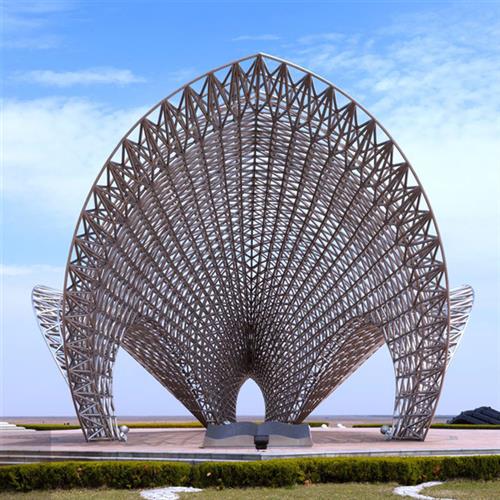 厂家制作大型不锈钢廊架雕塑园林景观金属镂空艺术景区标志性廊架