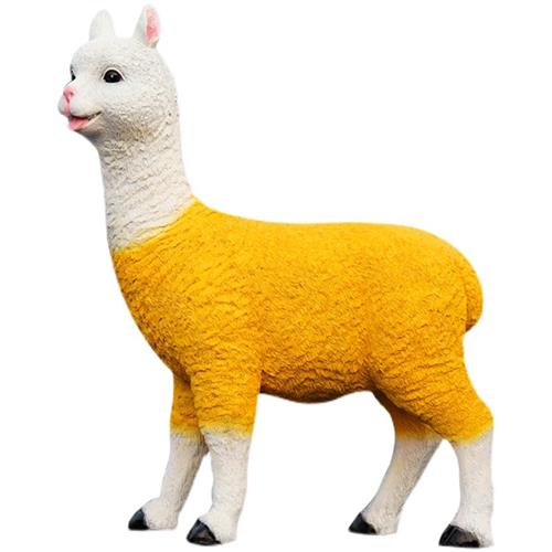 户外园林仿真动物羊驼雕塑花园公园草坪玻璃钢草泥马模型座椅摆件