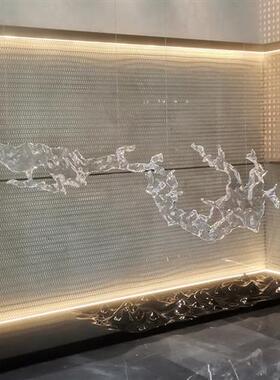 酒店售楼处大堂空中吊顶装饰透明浪花雕塑吊饰树脂摆件挂壁装饰品