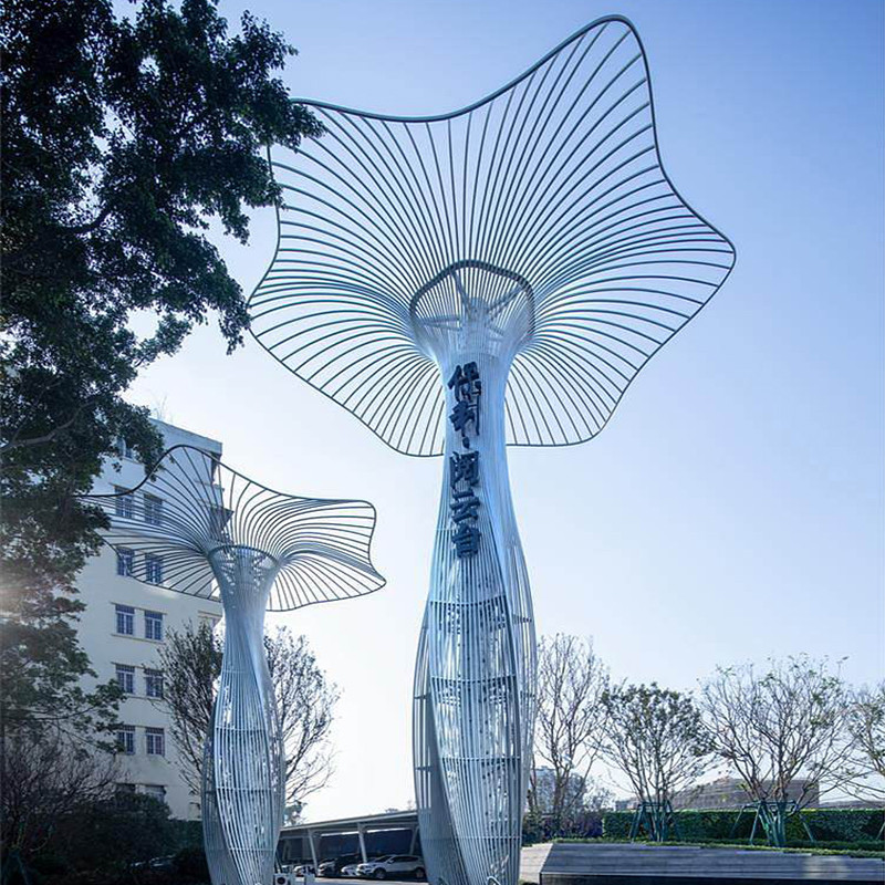不锈钢廊架定制钢结构凉亭大型雕塑异形金属地标长廊创意景观户外