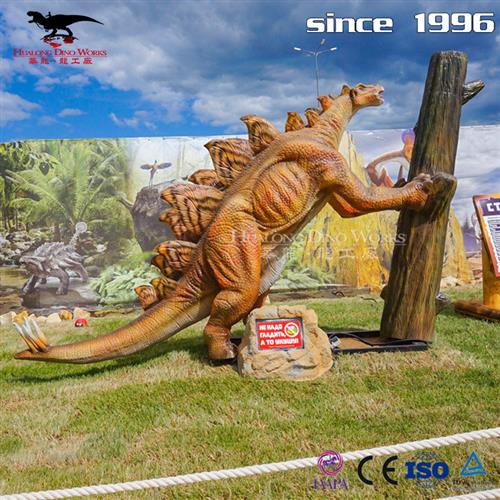 仿真机械电动硅胶模型剑龙推树桩自贡大型恐龙制作生产厂家