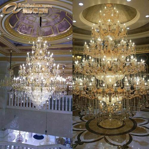 现代酒店大堂非标工程吊灯灯具商场大厅复式楼别墅水晶吸顶灯