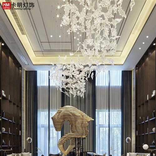 枫叶飞鸟树叶石头羽毛四角海星玻璃吊灯售楼中心沙盘美容院会所灯