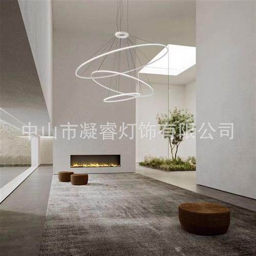 复式楼客厅吊灯简约现代餐厅灯轻奢智能公寓个性别墅楼梯灯具