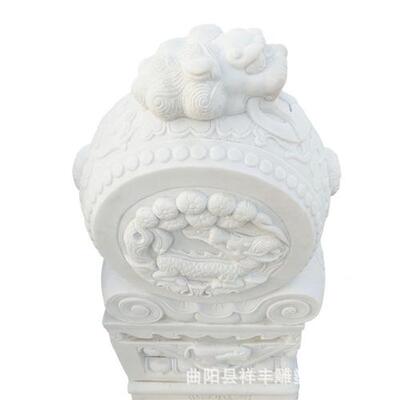 石雕门墩汉白玉别墅家用新中式庭院仿古石鼓门口户外摆件抱鼓石