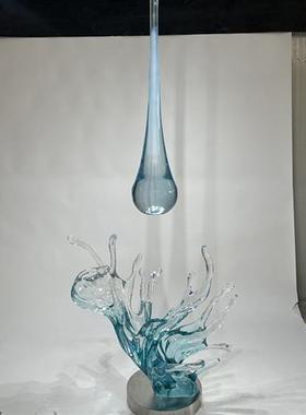别墅酒店会所大堂透明树脂水花雕塑摆件售楼处大厅天花板水滴吊饰