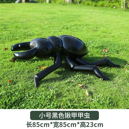 园林景区仿真黑色甲虫玻璃钢雕塑独角仙摆件户外公园草坪装饰小品