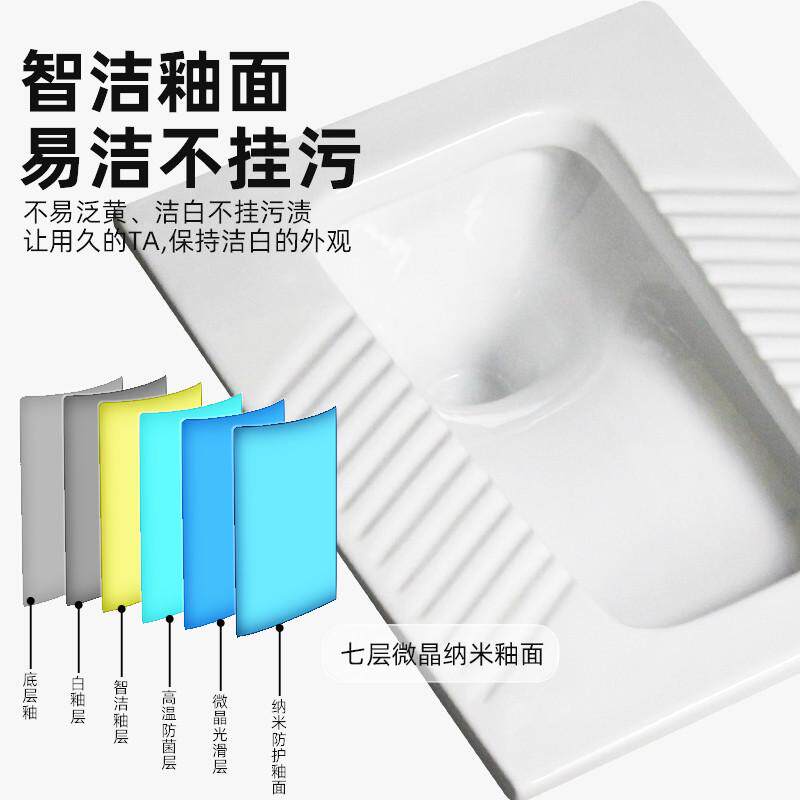 家用陶瓷蹲便器蹲坑式冲水箱整套装卫生间防臭大尺寸便盆大号便池