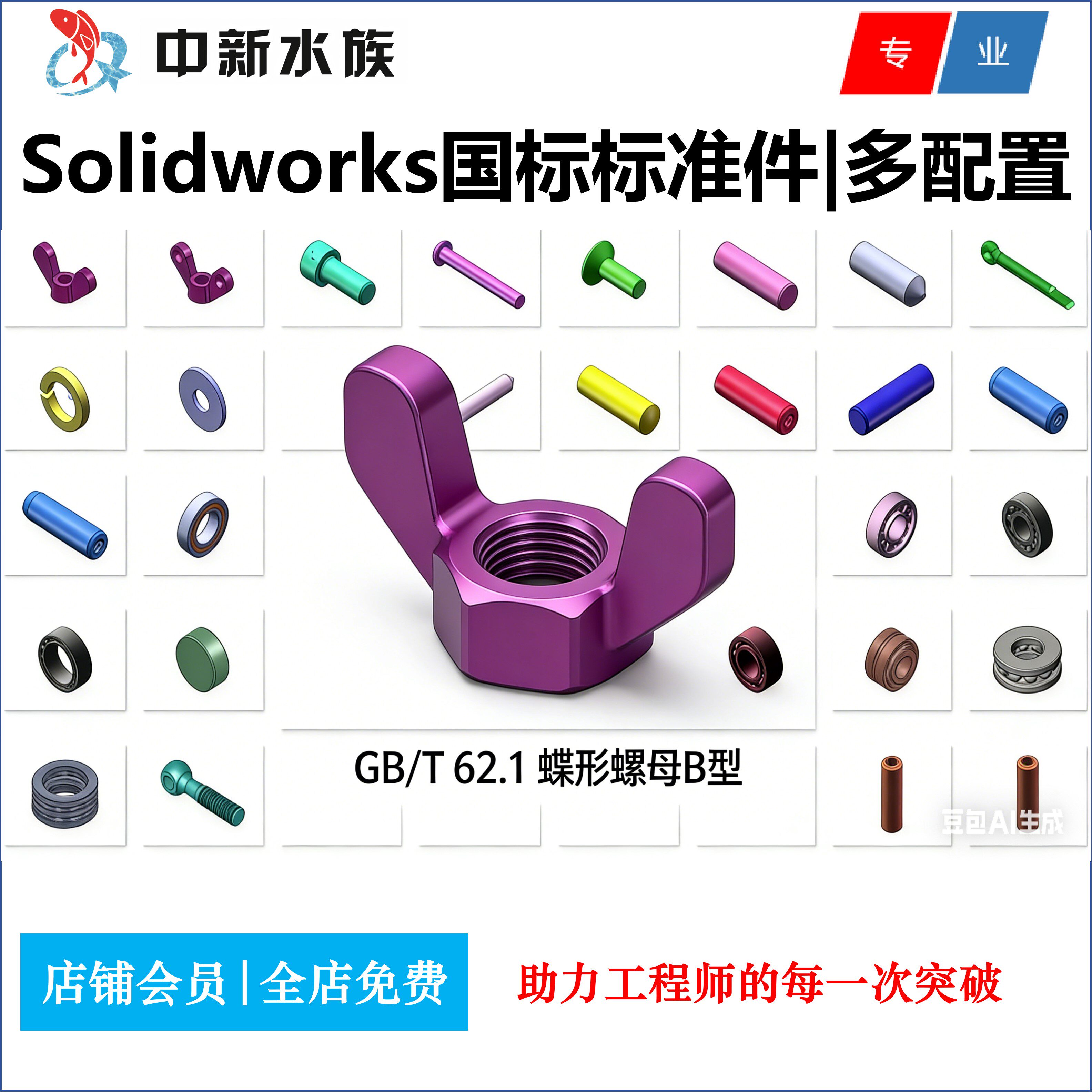 Solidworks国标GB标准件设计库3D模型图纸多配置版参数表配置
