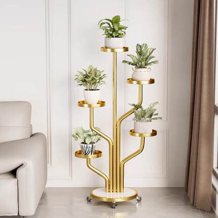 轻奢富贵树铁艺花架阳台客厅绿萝绿植花盆架艺术高级感摆件置物架