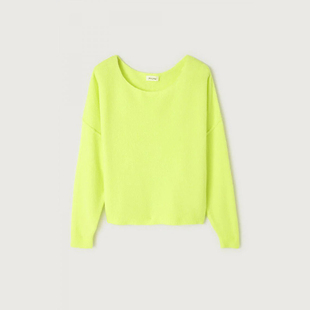 型毛衣明线装 American 船领宽松版 球状剪裁长袖 饰 Vintage