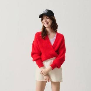 针织开衫 American 简约纯色宽松百搭慵懒风秋冬新款 法式 Vintage