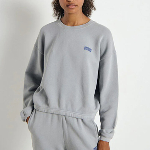 American Vintage 复古风圆润短款剪落肩设计宽松 oversized卫衣