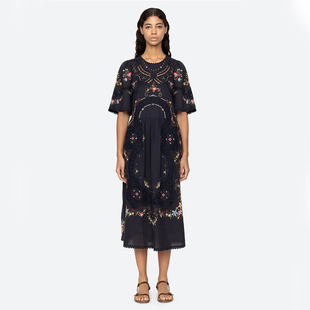 Sea 连衣裙通体十字刺绣工艺蕾丝花边细节点缀 Ny埃德温娜系列短袖