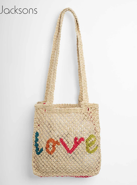 The Jacksons 2025新款复古度假风手工编织包女休闲草编包手拎包