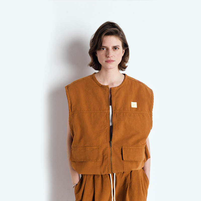 American Vintage 圆领百搭无袖马甲休闲复古宽松小众时尚上衣女