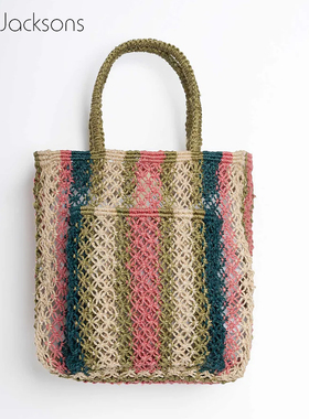 The Jacksons 2025新款度假手工编织手提包大容量草编包购物袋女