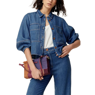 Sessun法国2024年春季新款休闲水洗牛仔短外套